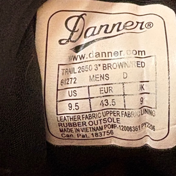 Danner Trail 2650 Shoes 61272 3" Brown/Red Hiking Sneakers - Mens 9.5D - Picture 9 of 10